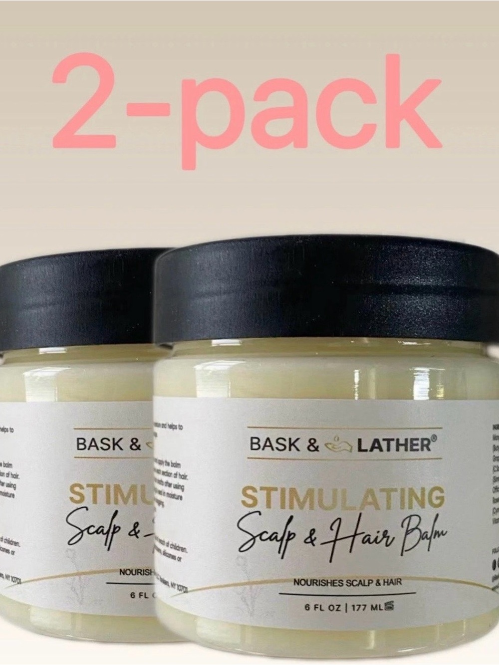 2 packBask & Lather Co Stimulating Scalp & Hair Balm 6oz – Shea & Mango Butter